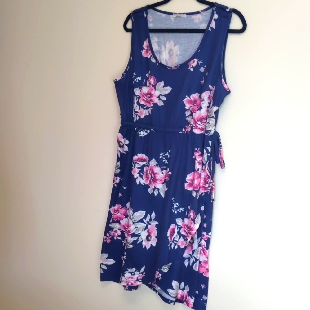 Ekouaer Maternity Floral Midi Faux Wrap Dress